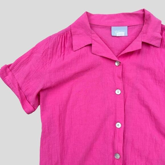 Vintage 100% Cotton Barbie Pink Button Down Blouse - Picture 3 of 6